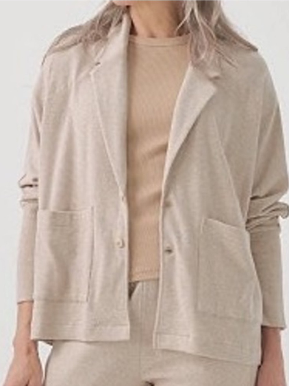 Pact Organic Cotton 2 Button Cardigan Wheat Tan Beige Large RN 128480